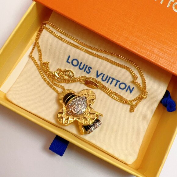 Louis Vuitton Necklace M2222 Collier Astro LV Galaxy Silver Metal used with BOX - Picture 3 of 6